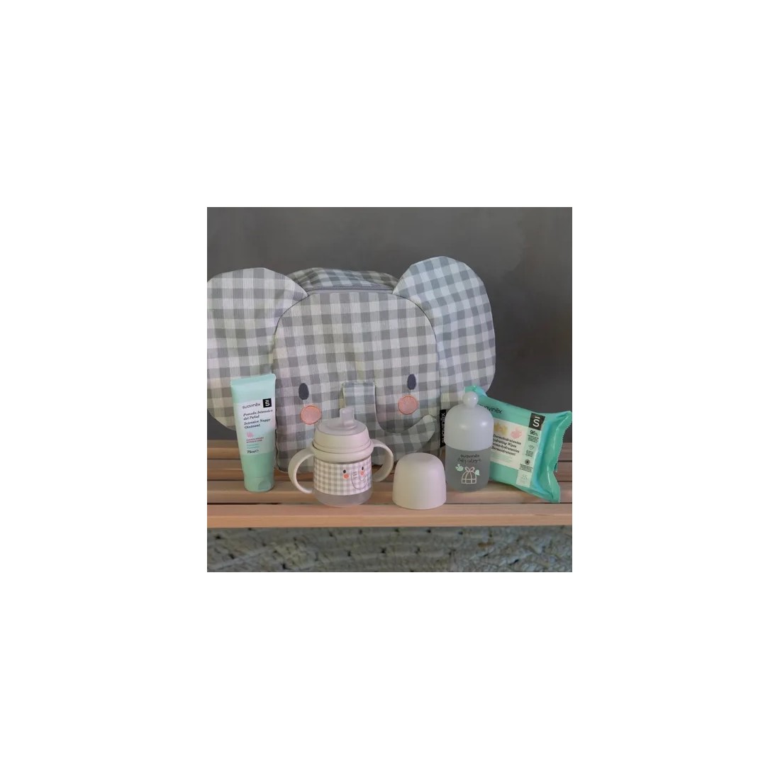 Suavinex Mochila Guardería Elefante Pack Cosmética Niños bodegón