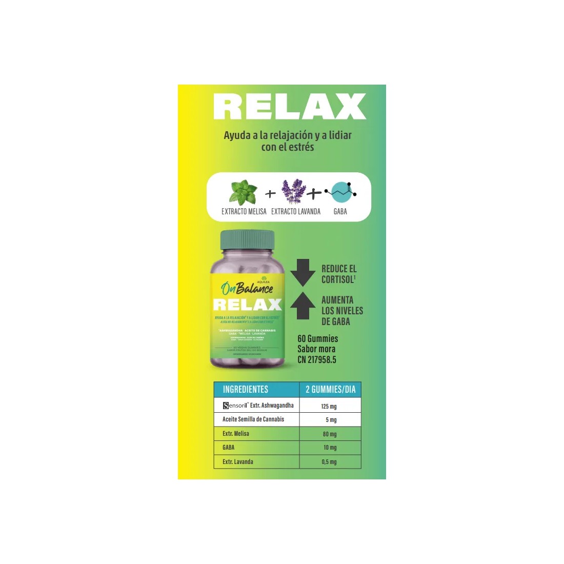 Aquilea OnBalance Relax 60 Gummies Sabor Frutos del Bosque beneficios