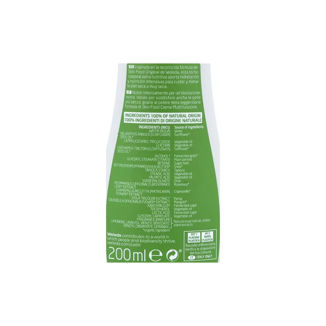 Weleda Skin Food Loción Corporal 200 Ml caracteriticas