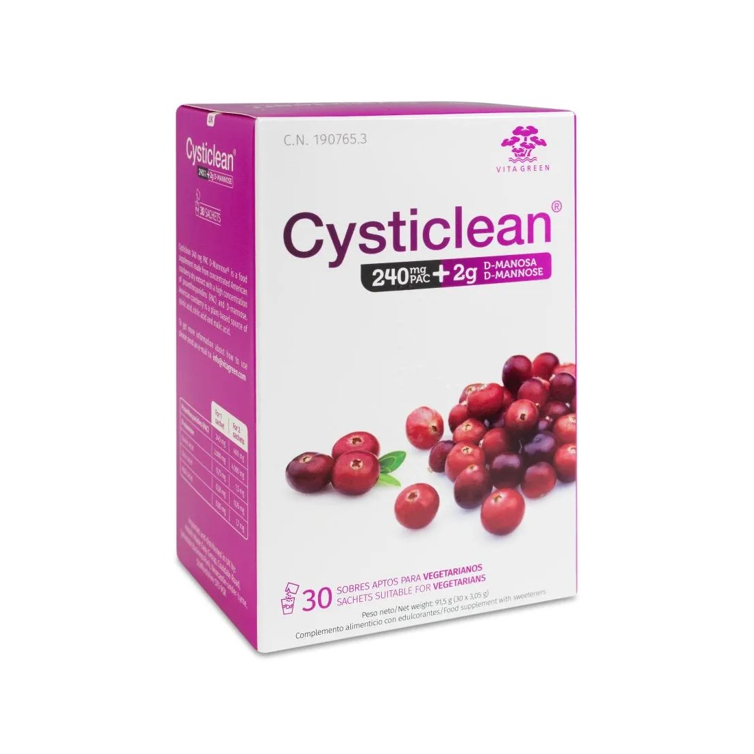 Cysticlean 240 Mg D-Manosa 30 Sobres