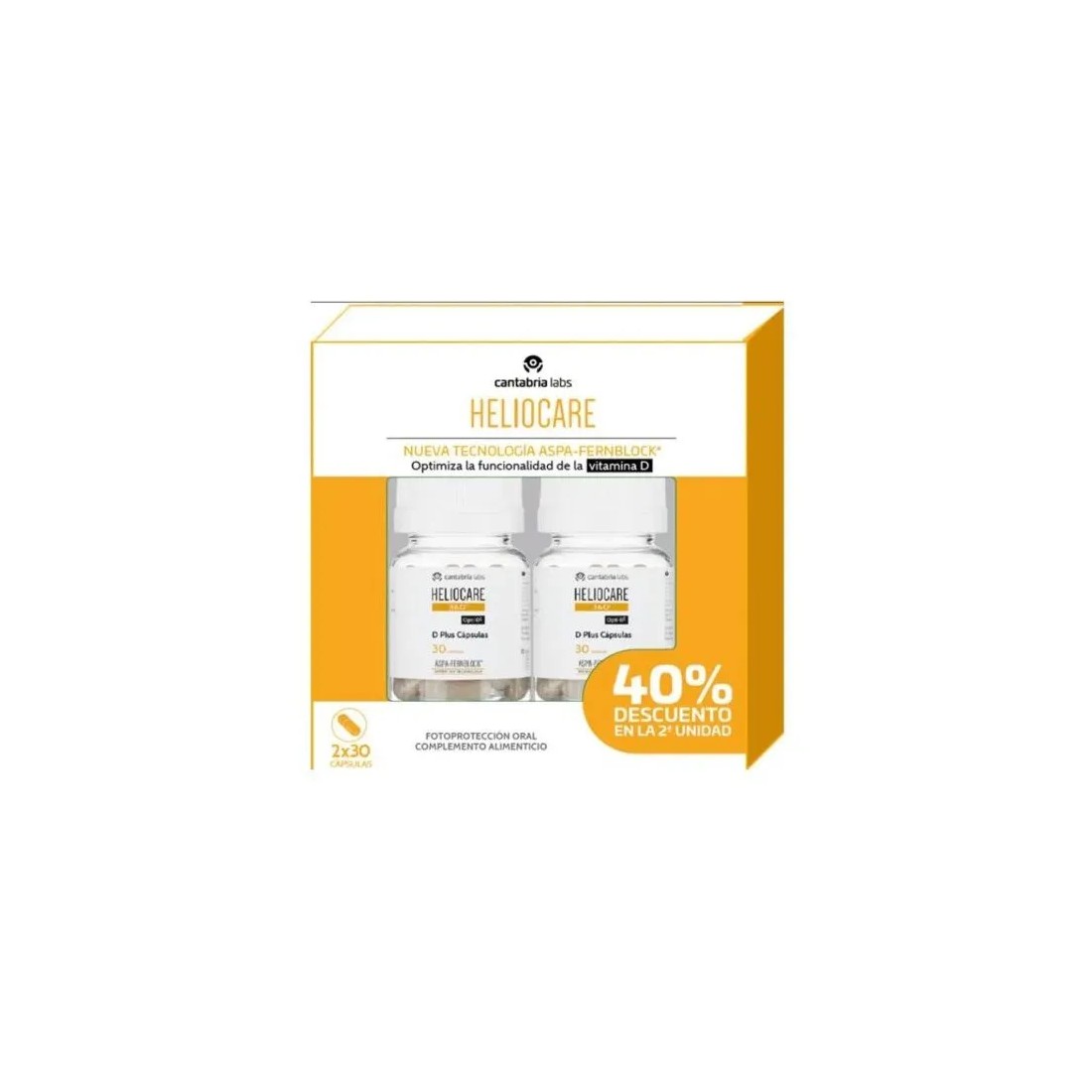 Compra Heliocare 360° D Plus DUPLO 2x30 Cápsulas al mejor precio | MásParafarmacia