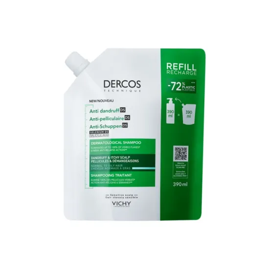 Vichy Dercos Champú Anticaspa Pelo Normal Graso ECOREFILL 390 ml