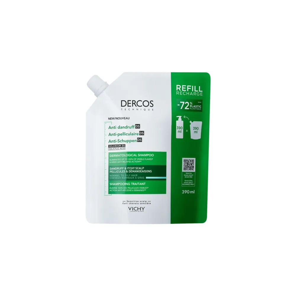 Vichy Dercos Champú Anticaspa Pelo Normal Graso ECOREFILL 390 ml