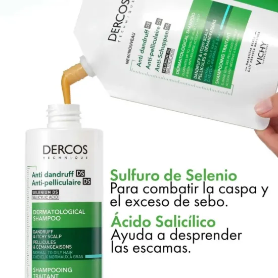 Vichy Dercos Champú Anticaspa Pelo Normal Graso ECOREFILL 390 ml ingredientes