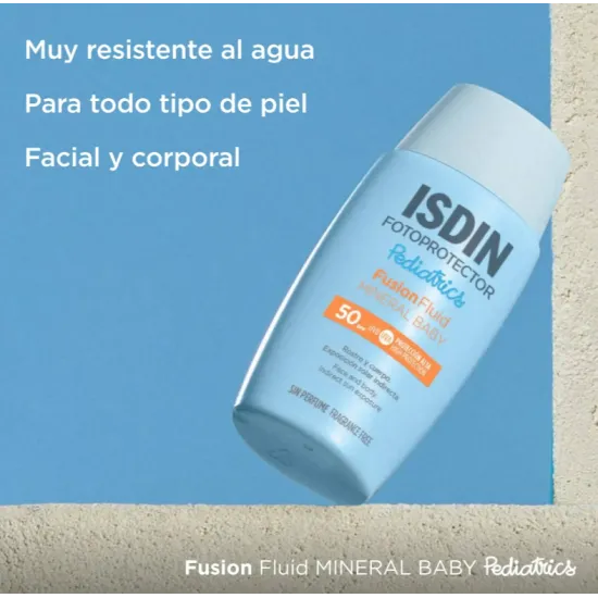 Isdin Pediatrics Fotoprotector Fusion Fluid Mineral Baby SPF50+ 50 Ml muy resistenet al agua