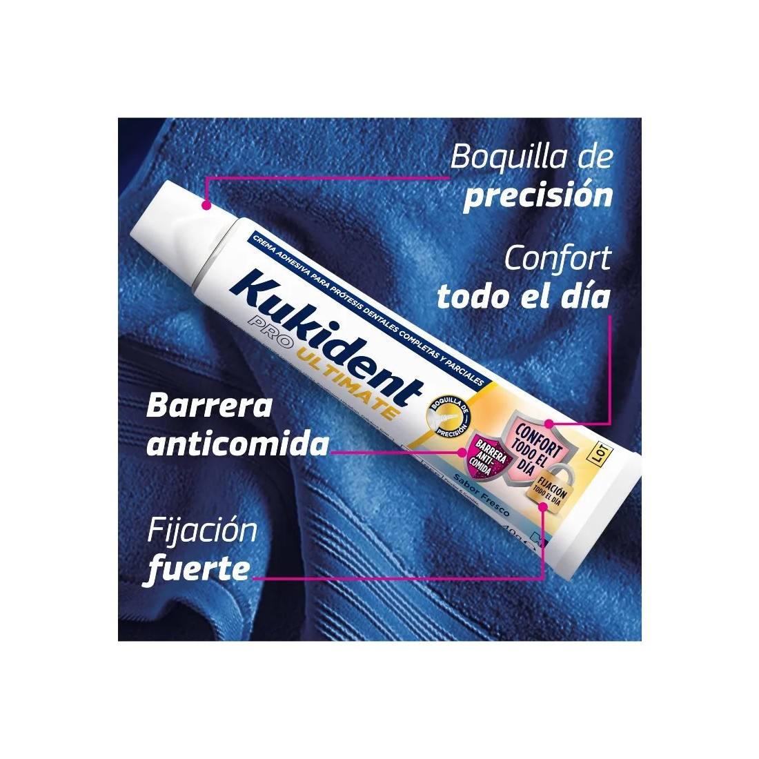 Kukident Pro Ultimate Sabor Fresco 57 Gramos beneficios