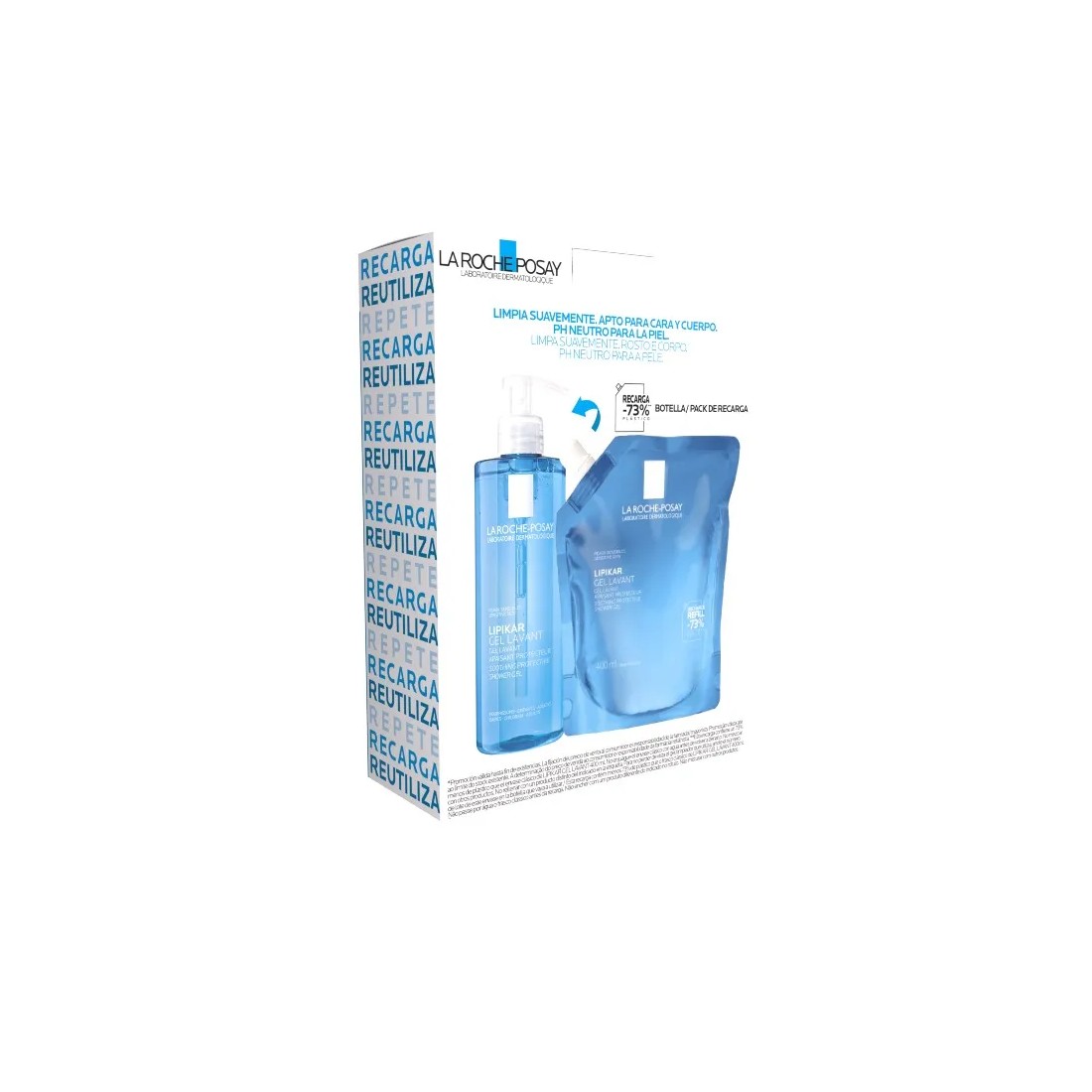 La Roche Posay Pack Eco-Ahorro Lipikar Gel Lavant 400Ml + REFILL 400 ML reverso