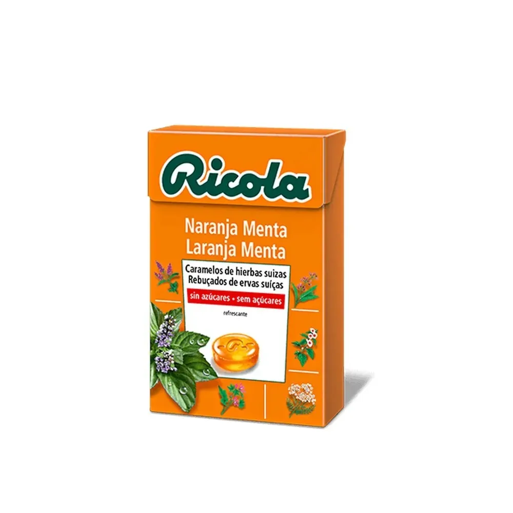 Ricola Naranja Menta Caramelos Sin Azúcares 50 Gramos