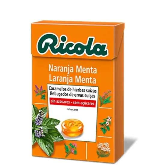 Ricola Naranja Menta Caramelos Sin Azúcares 50 Gramos