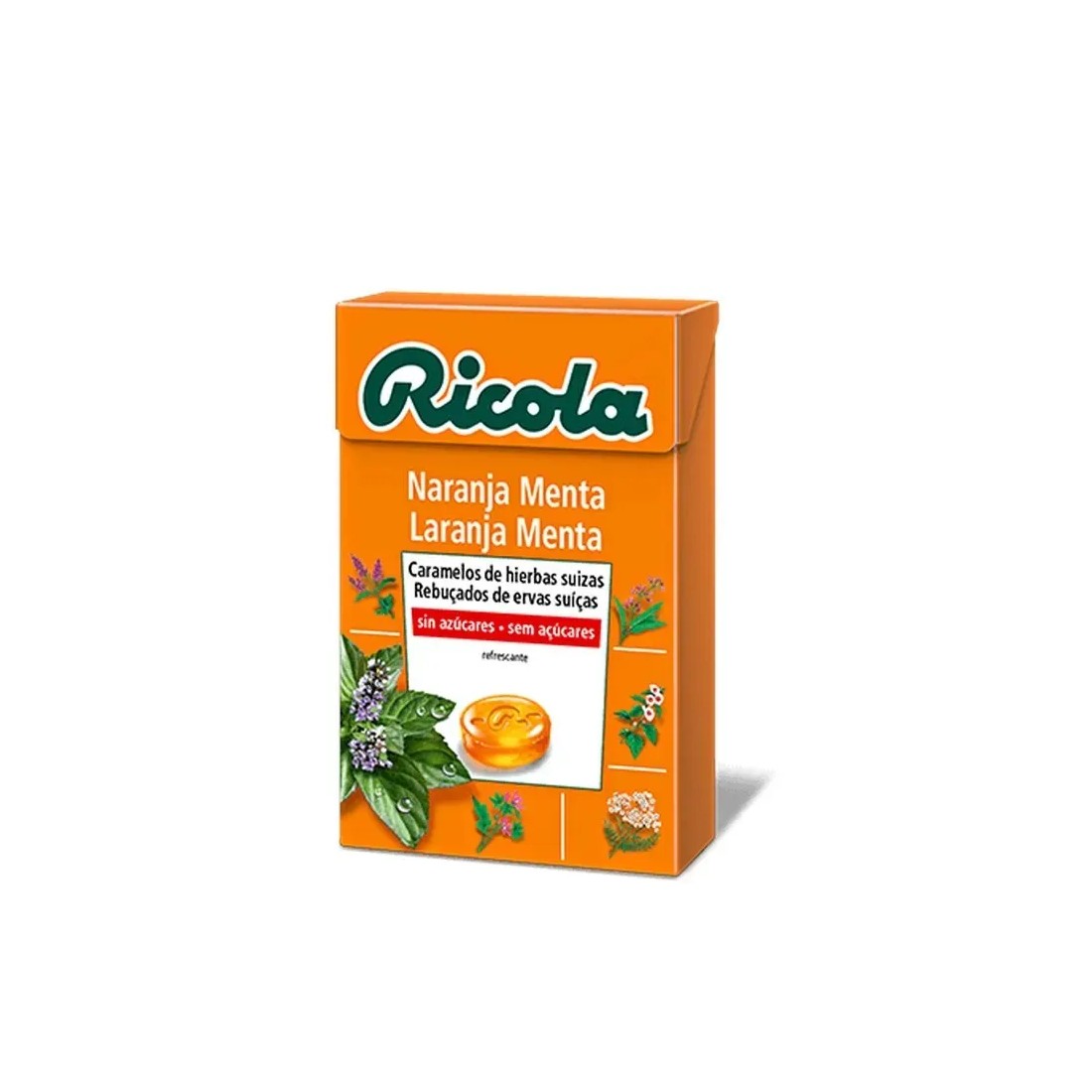 Ricola Naranja Menta Caramelos Sin Azúcares 50 Gramos