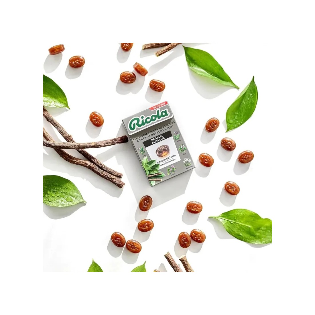 Ricola Regaliz Con Hierbas Alpes Suizos Caramelos Sin Azúcares 50 Gramos bodegon