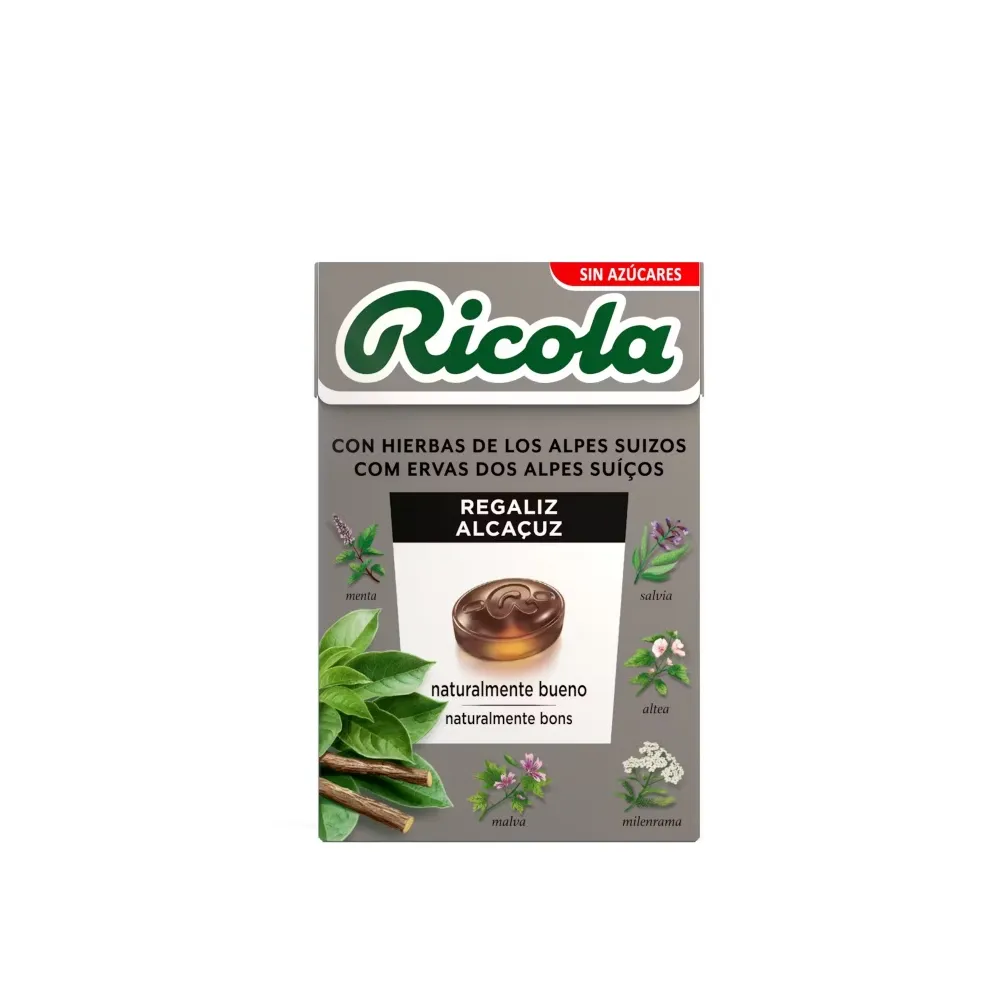 Ricola Regaliz Con Hierbas Alpes Suizos Caramelos Sin Azúcares 50 Gramos