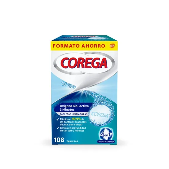 Corega Oxigeno Bio-Activo Tabletas Limpiadoras 108 Uds