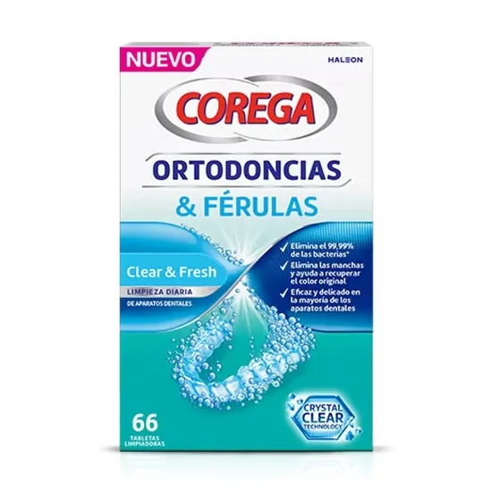Corega Ortodoncias y Férulas Tabletas Limpiadoras 66 uds