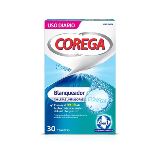 Corega Blanqueador Tabletas Limpiadoras 30 Uds