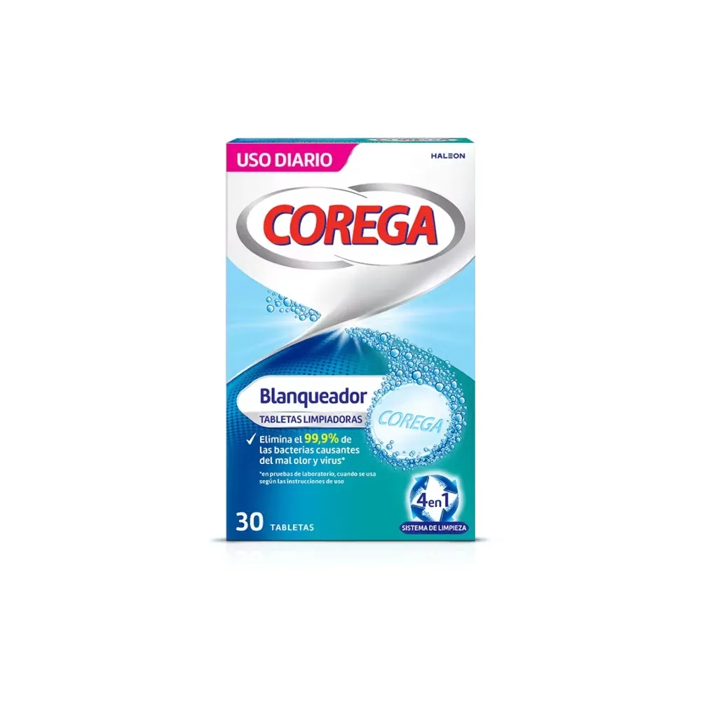Corega Blanqueador Tabletas Limpiadoras 30 Uds