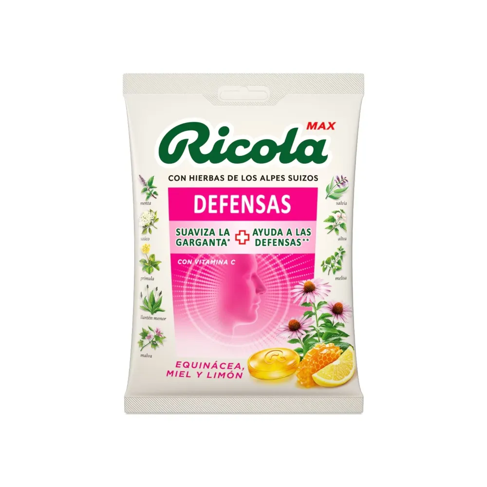 Ricola MAX Bolsa Caramelos Defensas Equinácea, Miel y Limón 70 Gr