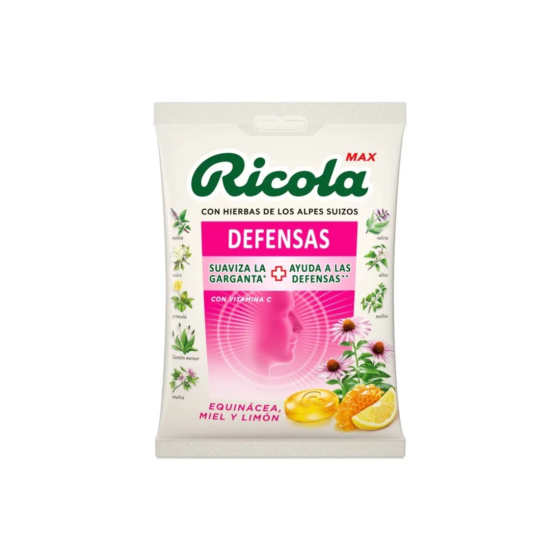 Ricola MAX Bolsa Caramelos Defensas Equinácea, Miel y Limón 70 Gr