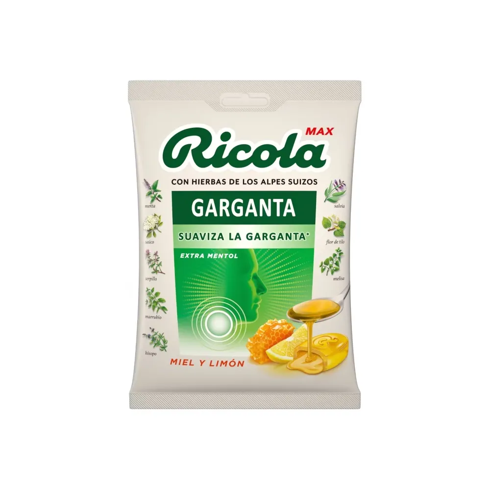 MasParafarmacia: Ricola MAX Bolsa Caramelos Garganta Miel y Limón 68 Gr