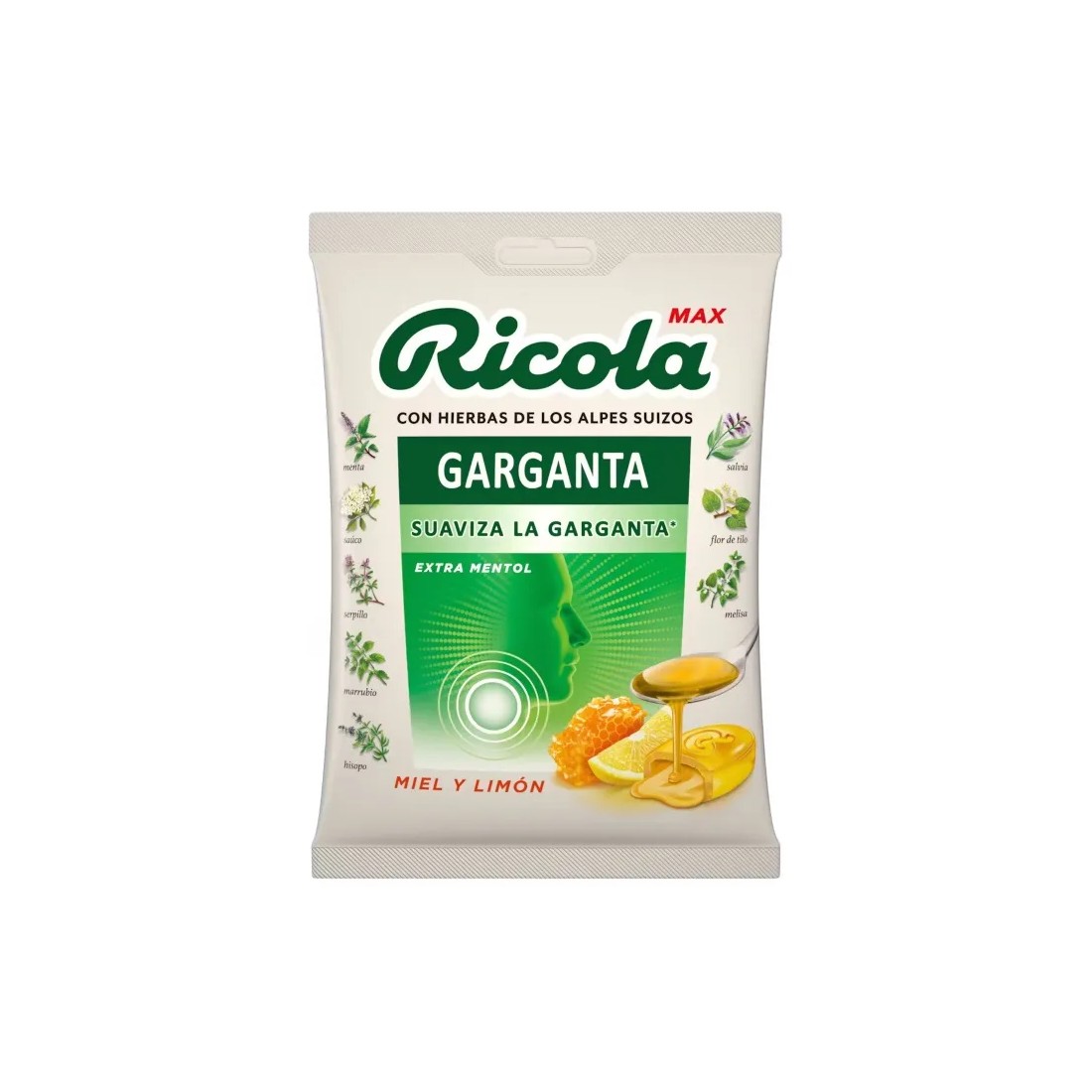MasParafarmacia: Ricola MAX Bolsa Caramelos Garganta Miel y Limón 68 Gr