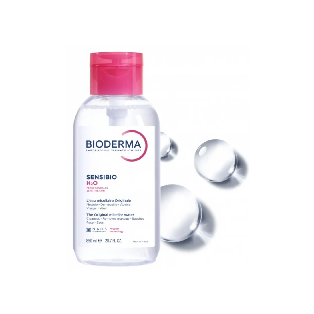 Bioderma Sensibio H2o Solución Micelar Pieles Sensibles Bomba Dosificadora 850 Ml