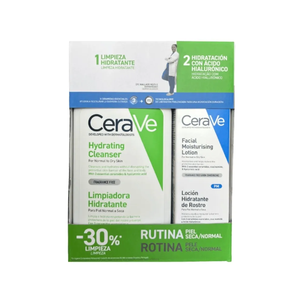 Cerave Rutina Piel Seca PACK Limpiadora Hidratante 473 ml + Loción Hidratante 52 Ml