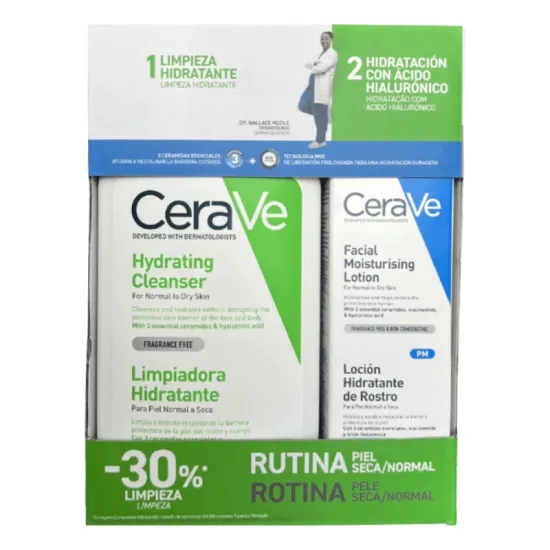 Cerave Rutina Piel Seca PACK Limpiadora Hidratante 473 ml + Loción Hidratante 52 Ml