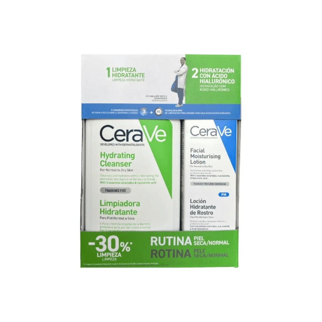 Cerave Rutina Piel Seca PACK Limpiadora Hidratante 473 ml + Loción Hidratante 52 Ml