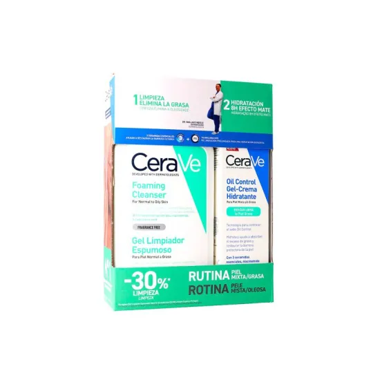 Cerave Rutina Piel Mixta Grasa PACK Limpiador Espumoso 473 ml + Oil-Control Gel-Crema Hidratante 52 Ml