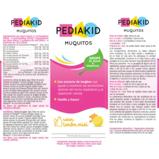 MasParafarmacia: Comprar Pediakid Jarabe Muquitos Sabor Limón Miel 125 Ml