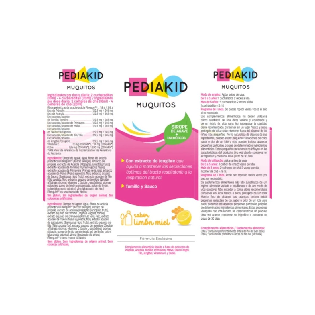 MasParafarmacia: Comprar Pediakid Jarabe Muquitos Sabor Limón Miel 125 Ml