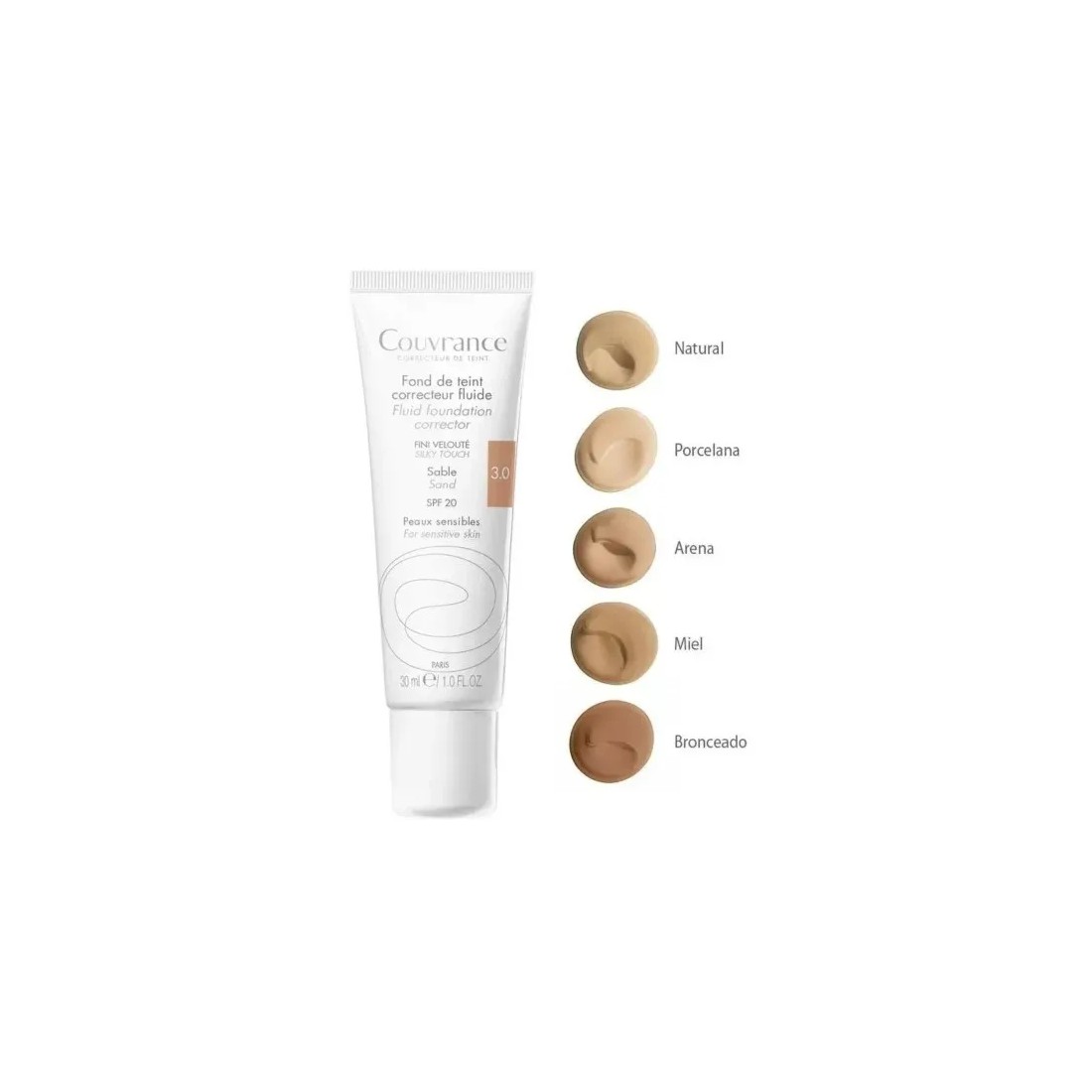 Avene Couvrance Maquillaje Fluido Arena SPF20 30 Ml colores