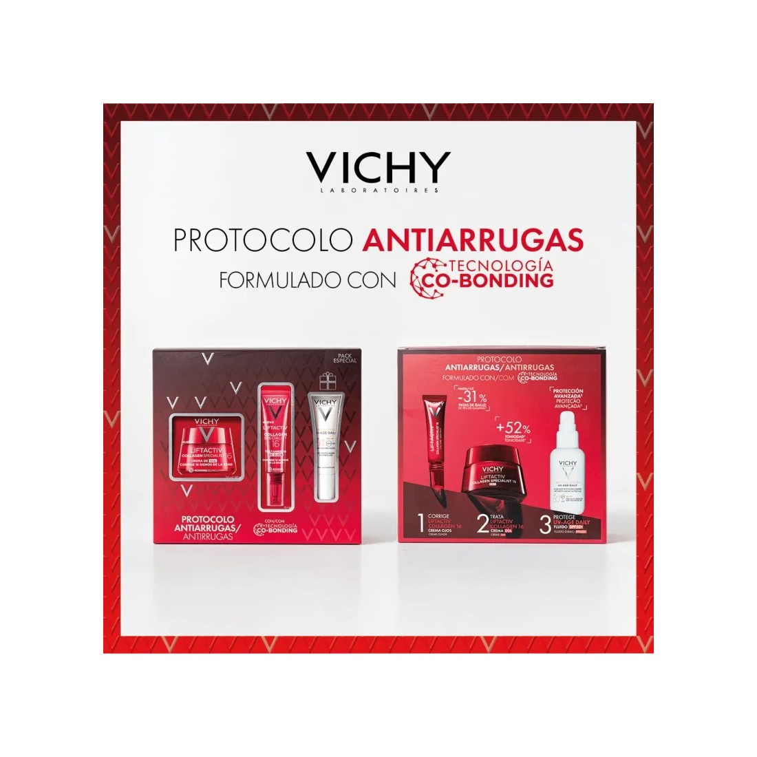 Vichy Cofre PACK REGALO Liftactiv Collagen Specialist 16 Crema de Día 50 Ml + Contorno Ojos + UV-Age Daily  SPF50+ reverso