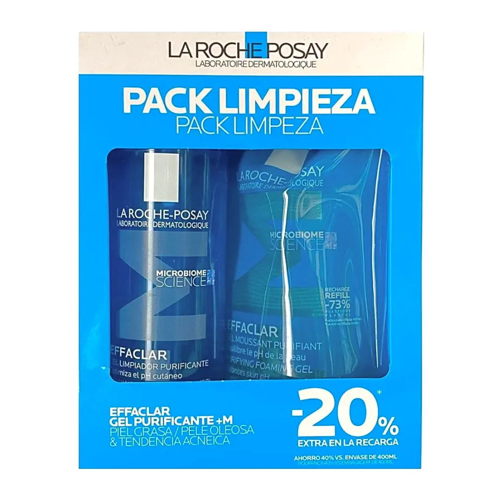 La Roche Posay Effaclar PACK LIMPIEZA Gel Limpiador Purificante 400 Ml + Eco Recarga 400 Ml