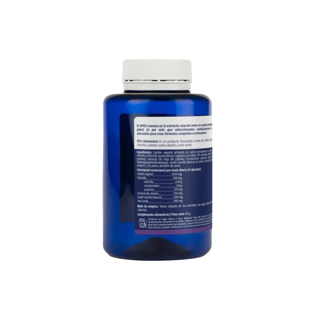 NPRO Detoxintest 90 Cápsulas reverso