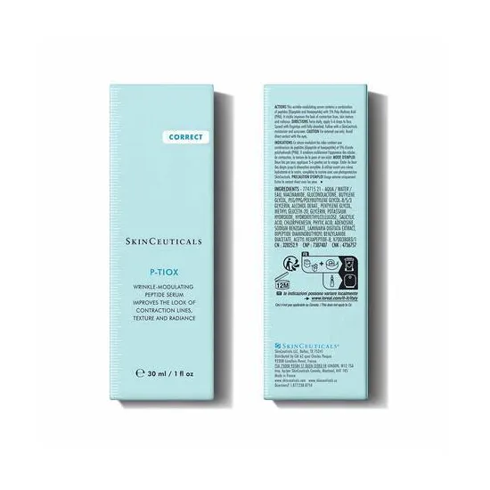 SkinCeuticals P-Tiox Sérum Antiarrugas con Péptidos y Niacinamida 30 ml caja