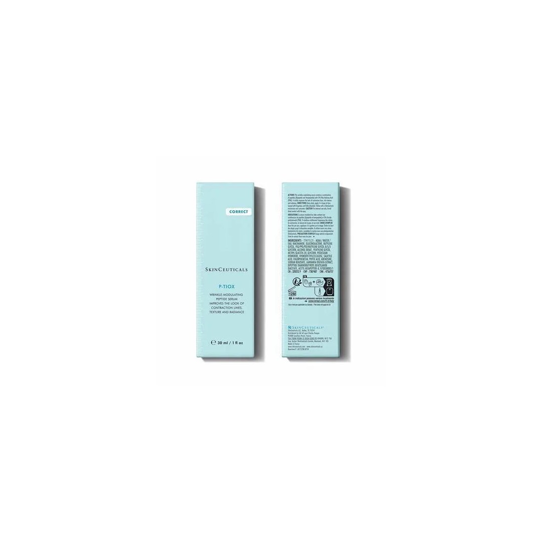 SkinCeuticals P-Tiox Sérum Antiarrugas con Péptidos y Niacinamida 30 ml caja