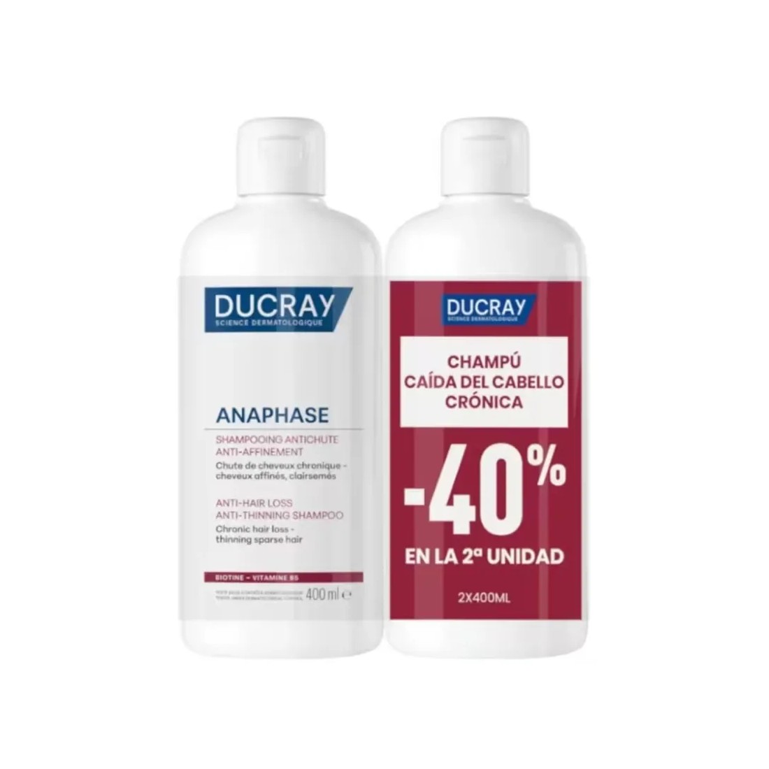 Ducray Anaphase+ Champú Complemento Anticaída Capilar 2x400 Ml nueva imagen