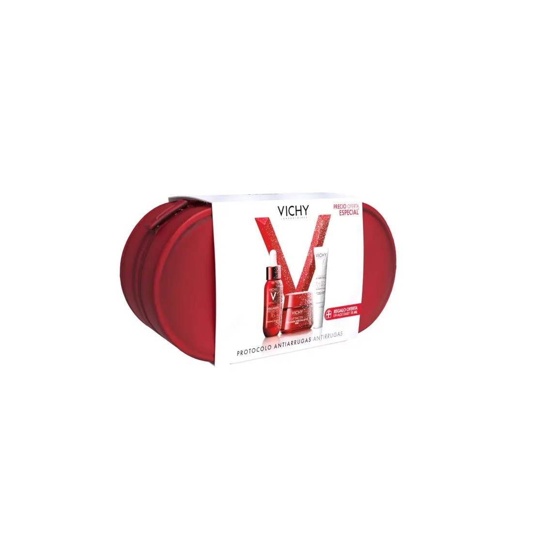 Vichy PACK REGALO Neceser Protocolo Antiarrugas Liftactiv Collagen Specialist 16 Sérum + Crema de Día + UV-Age Daily SPF50+