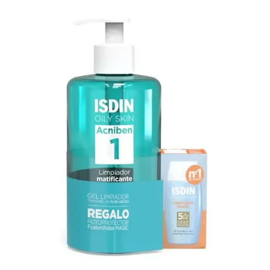 ISDIN Acniben Gel Limpiador Matificante 400 ml *Pack Regalo con Fusion Water Magic*