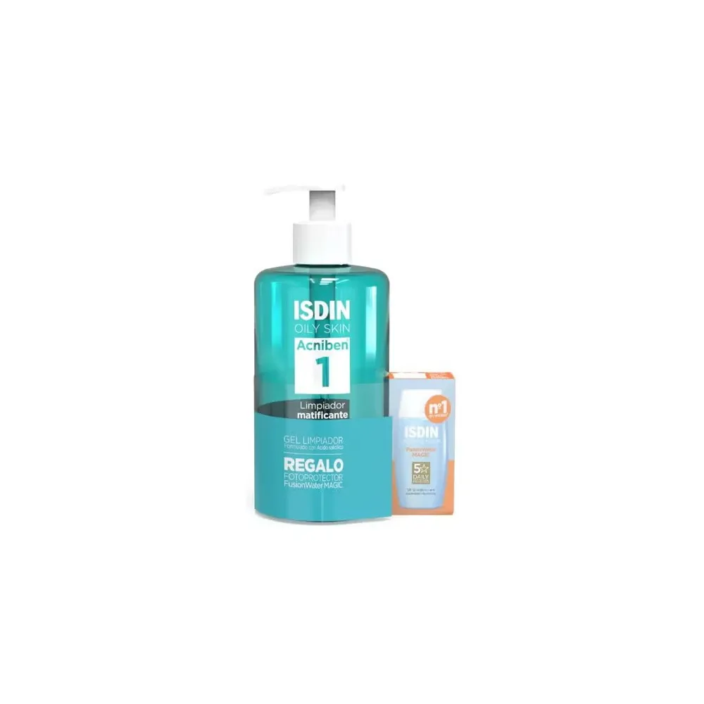 ISDIN Acniben Gel Limpiador Matificante 400 ml *Pack Regalo con Fusion Water Magic*