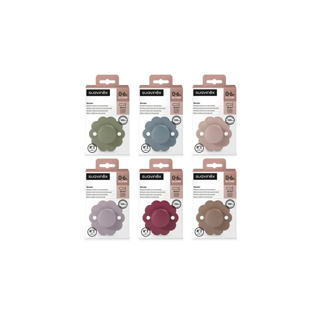 Suavinex Chupete Wonder Fisiológico Silicona Soft 0–6M colores