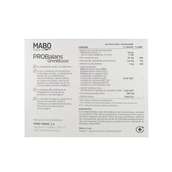 Mabo Probalans Omniboost 30 cápsulas COMPOSICIÓN