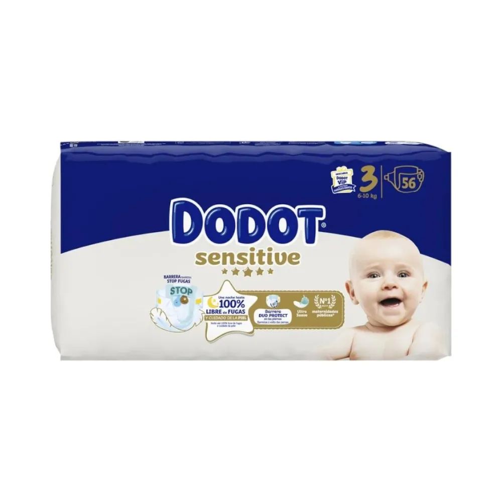Dodot Sensitive Talla 3 56uds | Pañales Bebé Suaves y Seguros