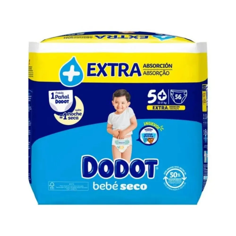 Dodot Bebé Seco Talla 5 56uds | Hasta 12h de Sequedad