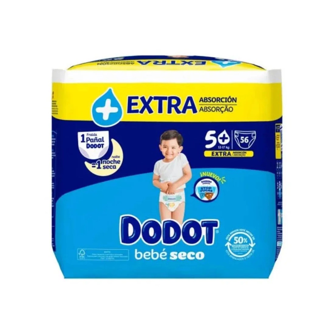 Dodot Bebé Seco Talla 5 56uds | Hasta 12h de Sequedad