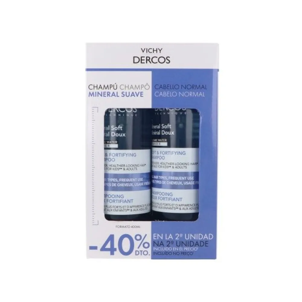 Vichy Dercos Champú Mineral Duplo | Suavidad y Fortaleza Diario
