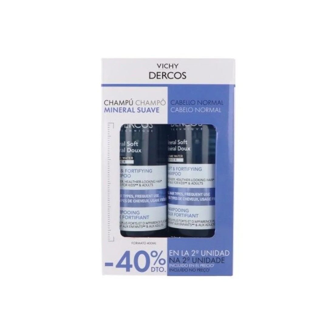 Vichy Dercos Champú Mineral Duplo | Suavidad y Fortaleza Diario