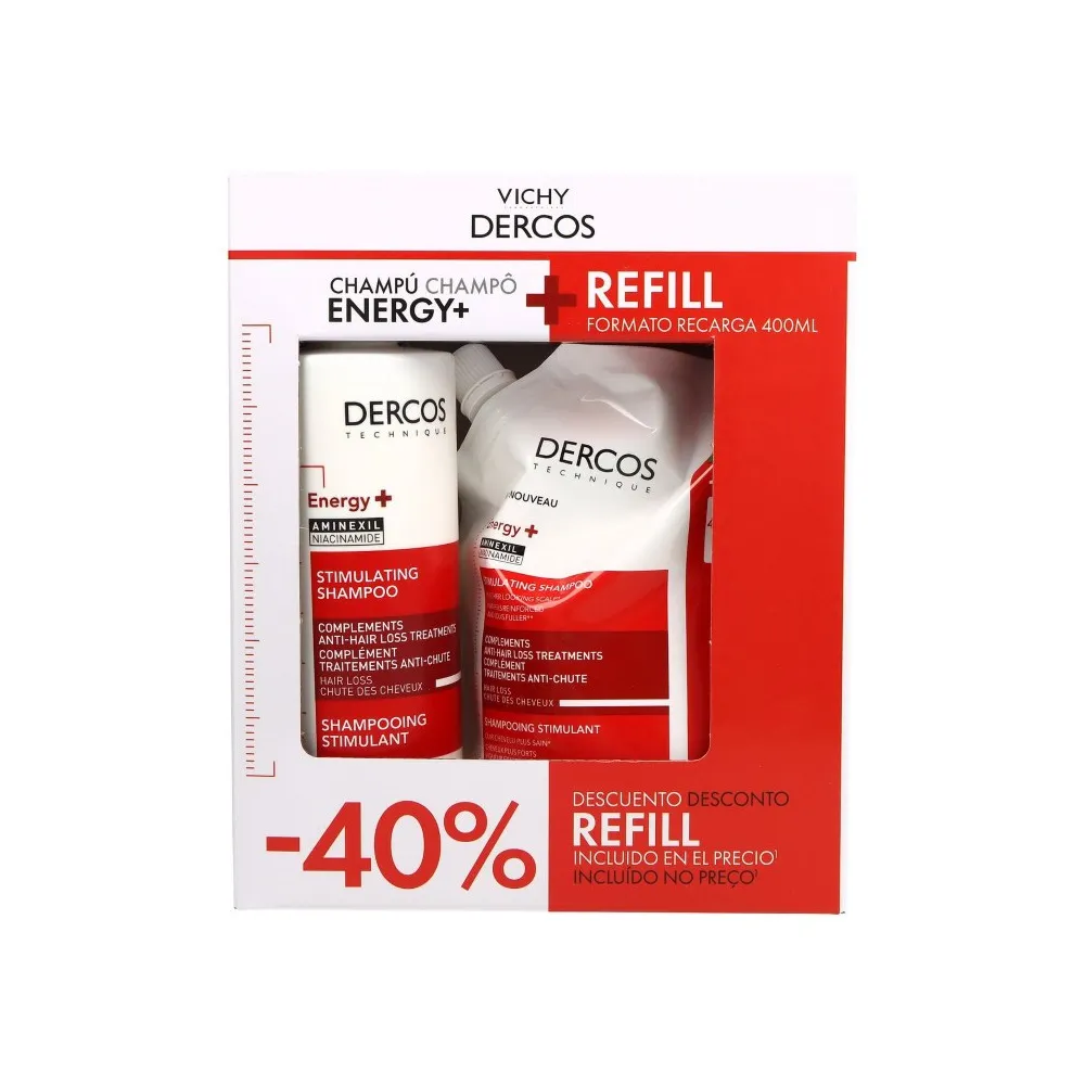 Vichy Dercos PACK Champú Energy+ Estimulante 400 Ml + Ecorefill Recargable 400Ml