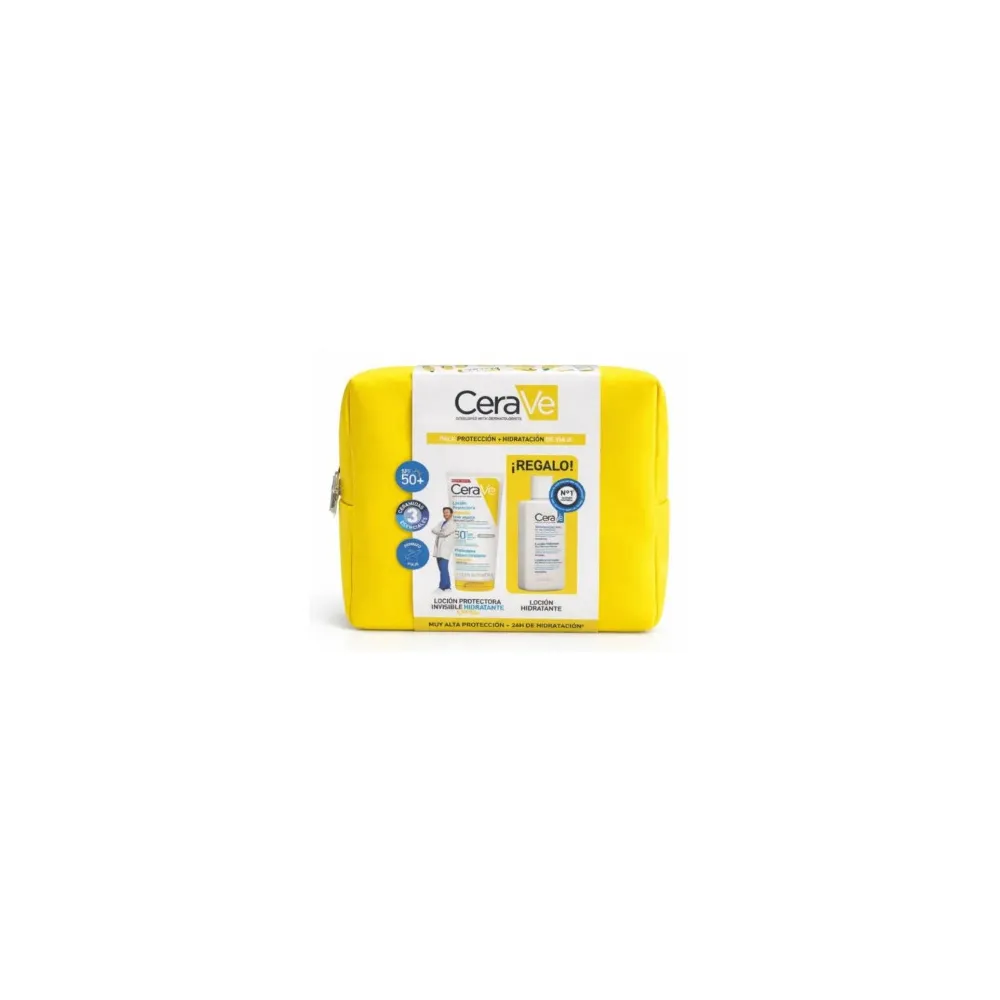 CeraVe PACK VIAJE Loción Protectora Invisible Hidratante SPF50+ 75 Ml + Neceser + Loción Hidratante Regalo